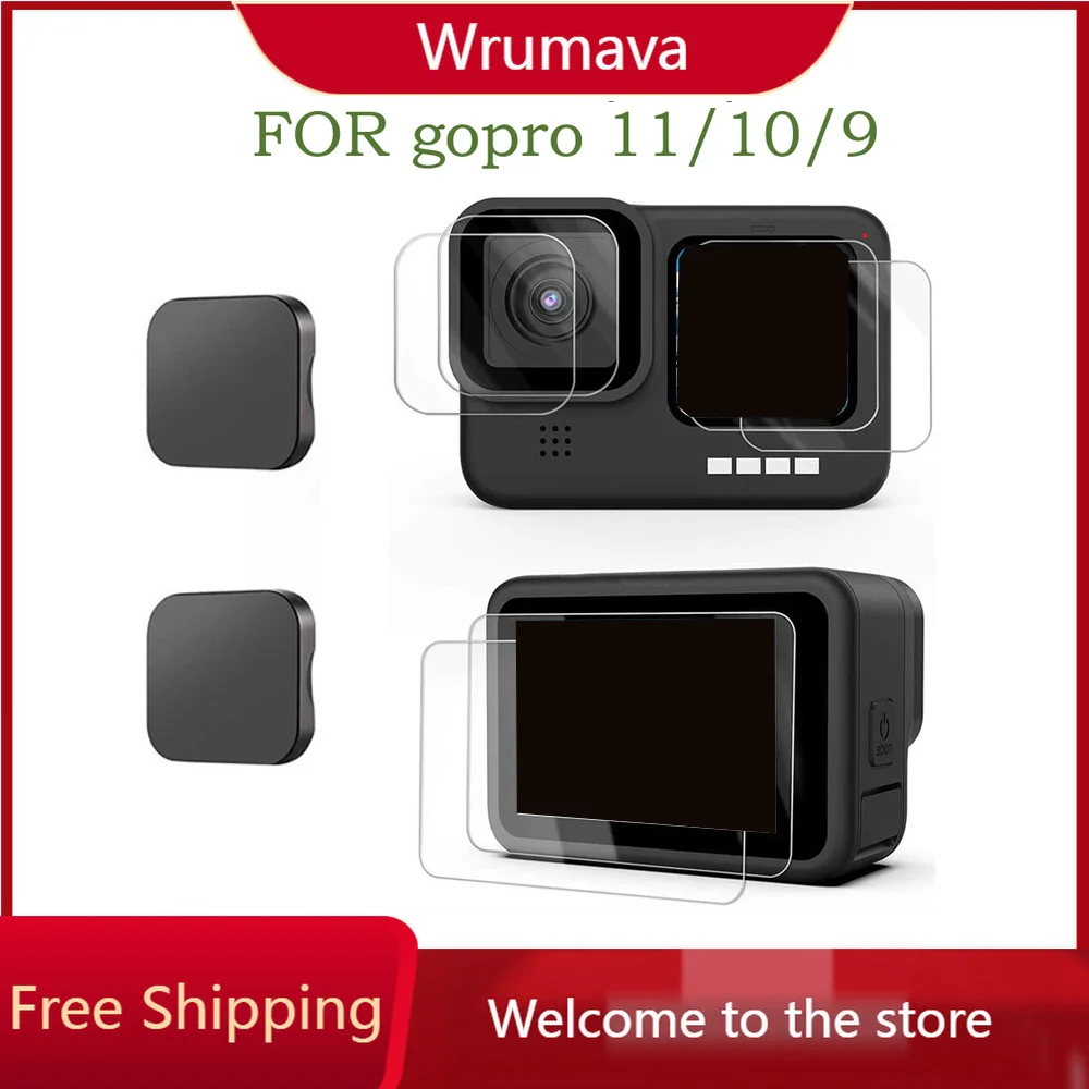 Protector de pantalla de vidrio templado para GoPro Hero 11 10 9, película protectora de lente negra, accesorios de cámara Gopro 9