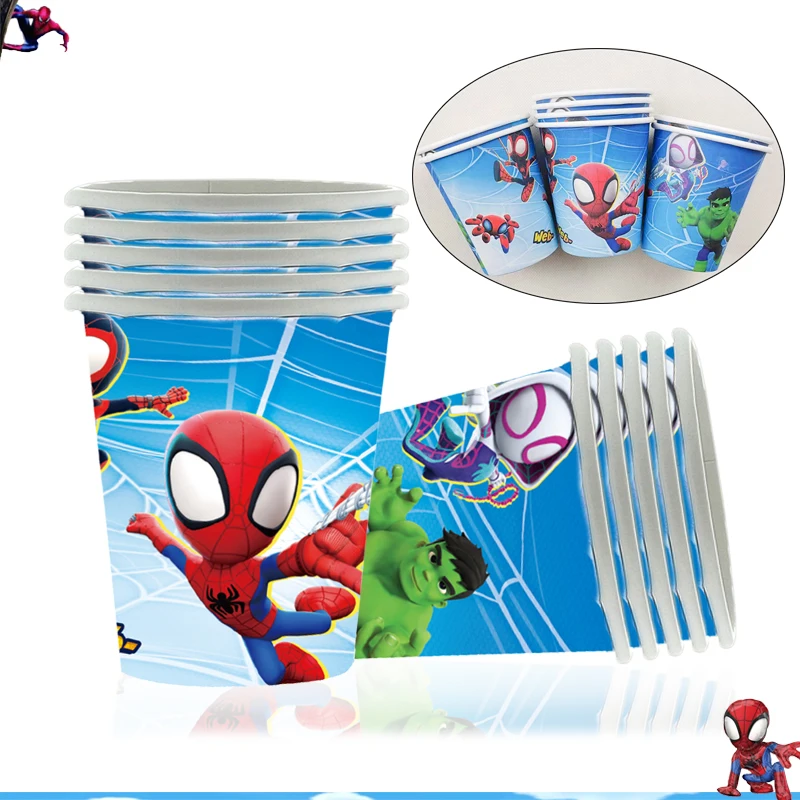 Máscara de Spidey para decoración de cumpleaños, pegatinas de favores de fiesta, vajilla Spidey y sus amigos, suministros para Baby Shower, regalos,