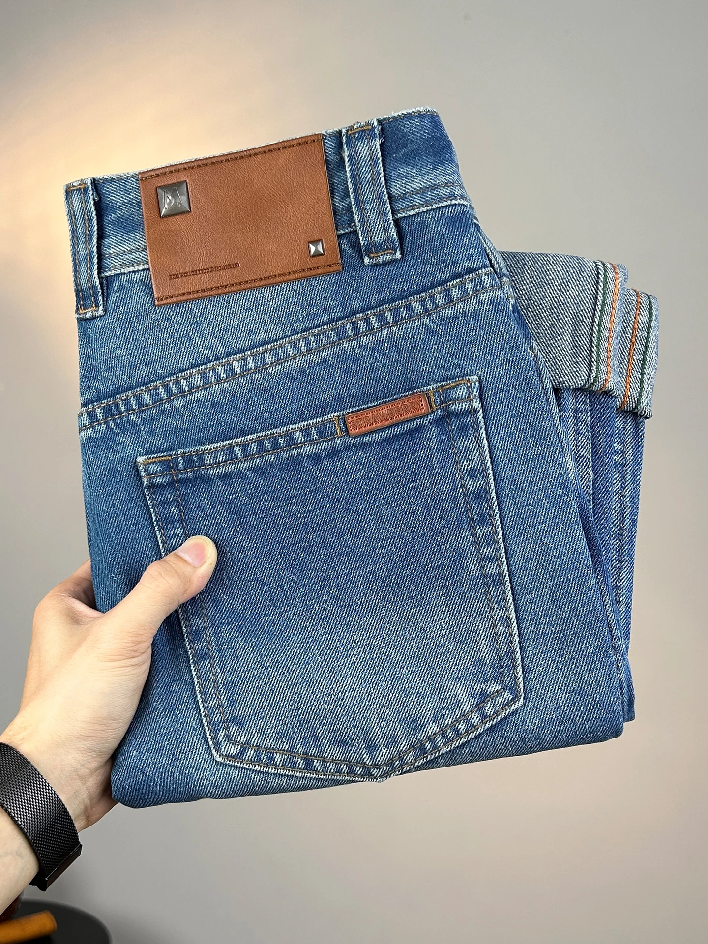 

Мужские джинсы в стиле ретро, осенне-зимние, новые, износостойкие, свободные, прямые, в американском стиле, длинные брюки, винтажные, синие