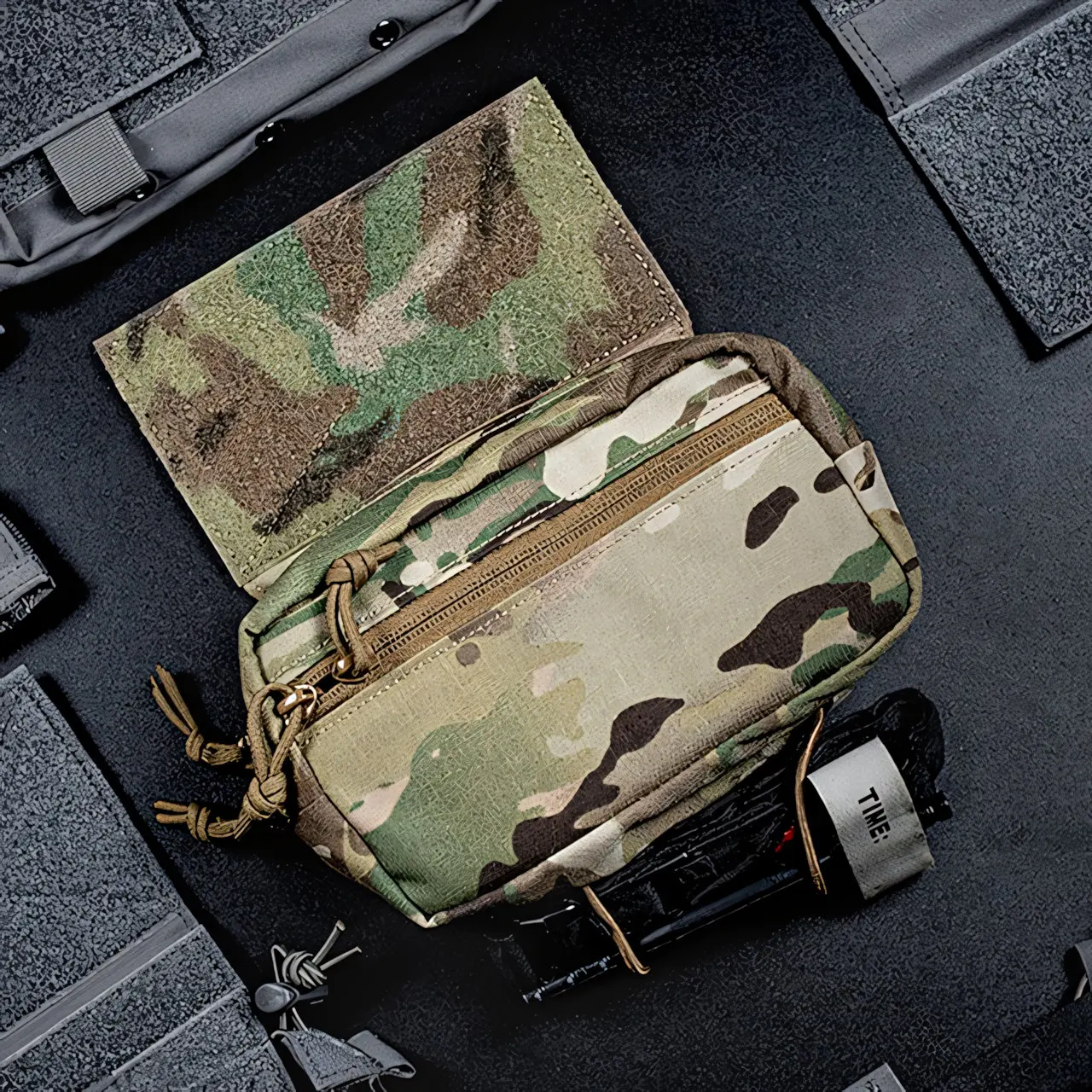 Wosport Tactical MK4 Drop Pouch with Hook and Loop Interior Organizer Panel Double Zipper and Elastic Cord for Airsoft Outdoor