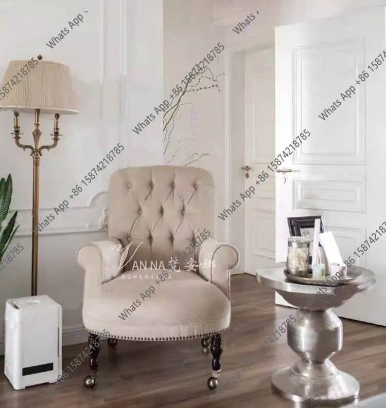 

Nordic light luxury single sofa chair tiger bedroom chair American country balcony leisure chair photography fabric sofa