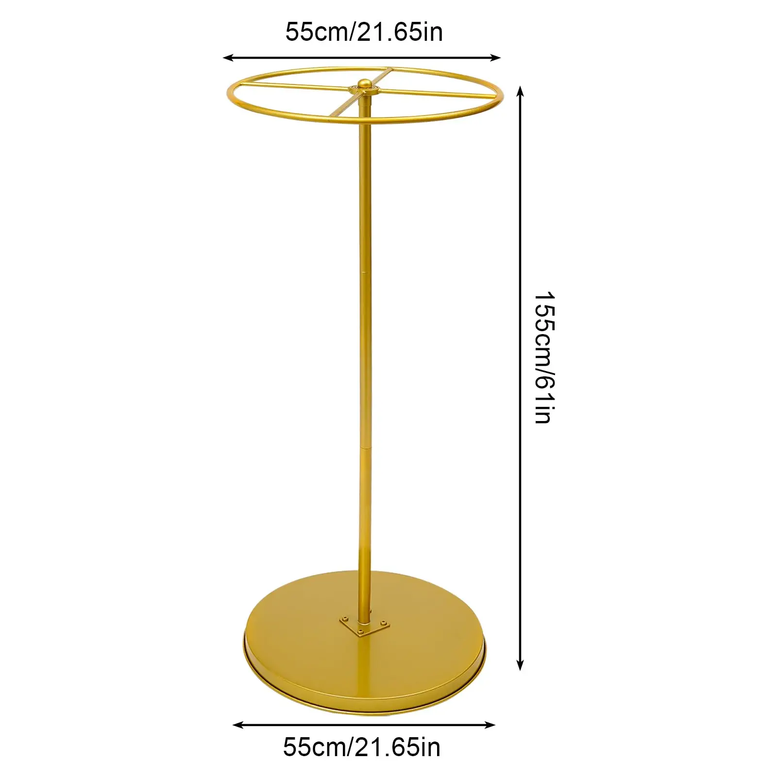 Rotatable Round Garment Rack, Floor Standing Golden Clothes Hanging Rack, Portable Retail Display Stand for Shopping Malls Retail
