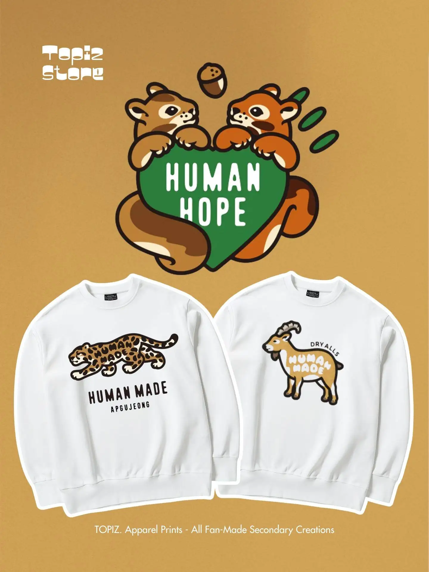 

Human Made High Street Round Neck Sweatshirt Men Women Fleece Lined Thick Long Sleeve Trendy Streetwear Autumn Winter Top