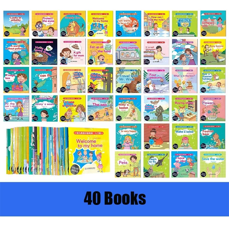 40/60 Books/set English Set Words Learning Picture Book for Children Enlightenment of Early Childhood Kids Preschool Pocket Book