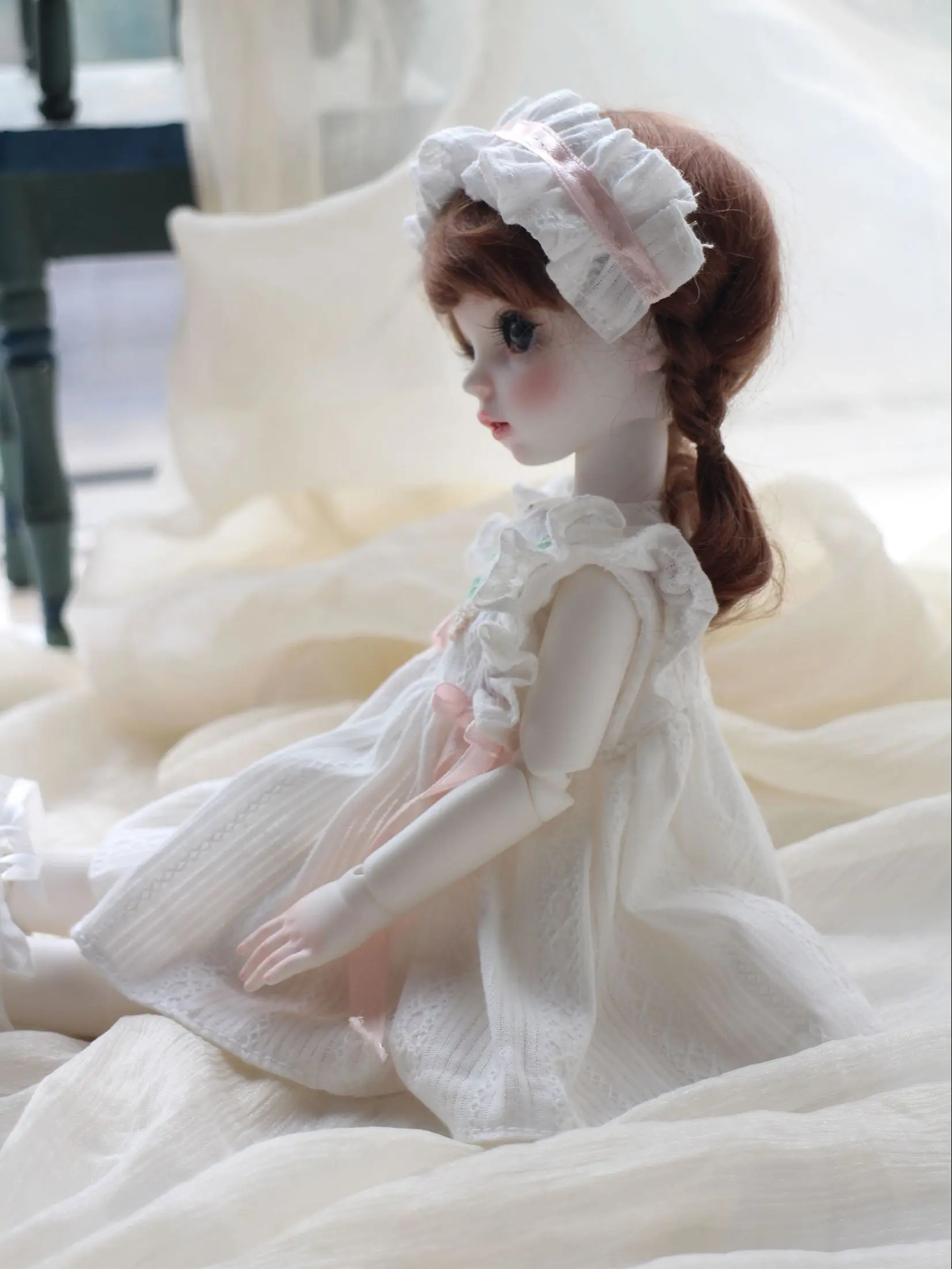 BJD doll clothes set for 1/4 1/6 size bjd girl clothes cute white embroidered dress doll accessories (two points)