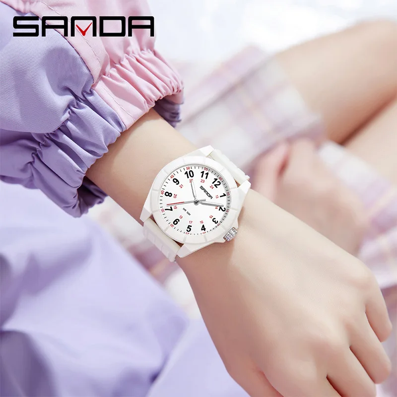SANDA 6232Student Watch Waterproof Luminous Light and Thin Precision Medical Student Nurse Specific Clear Reading Time