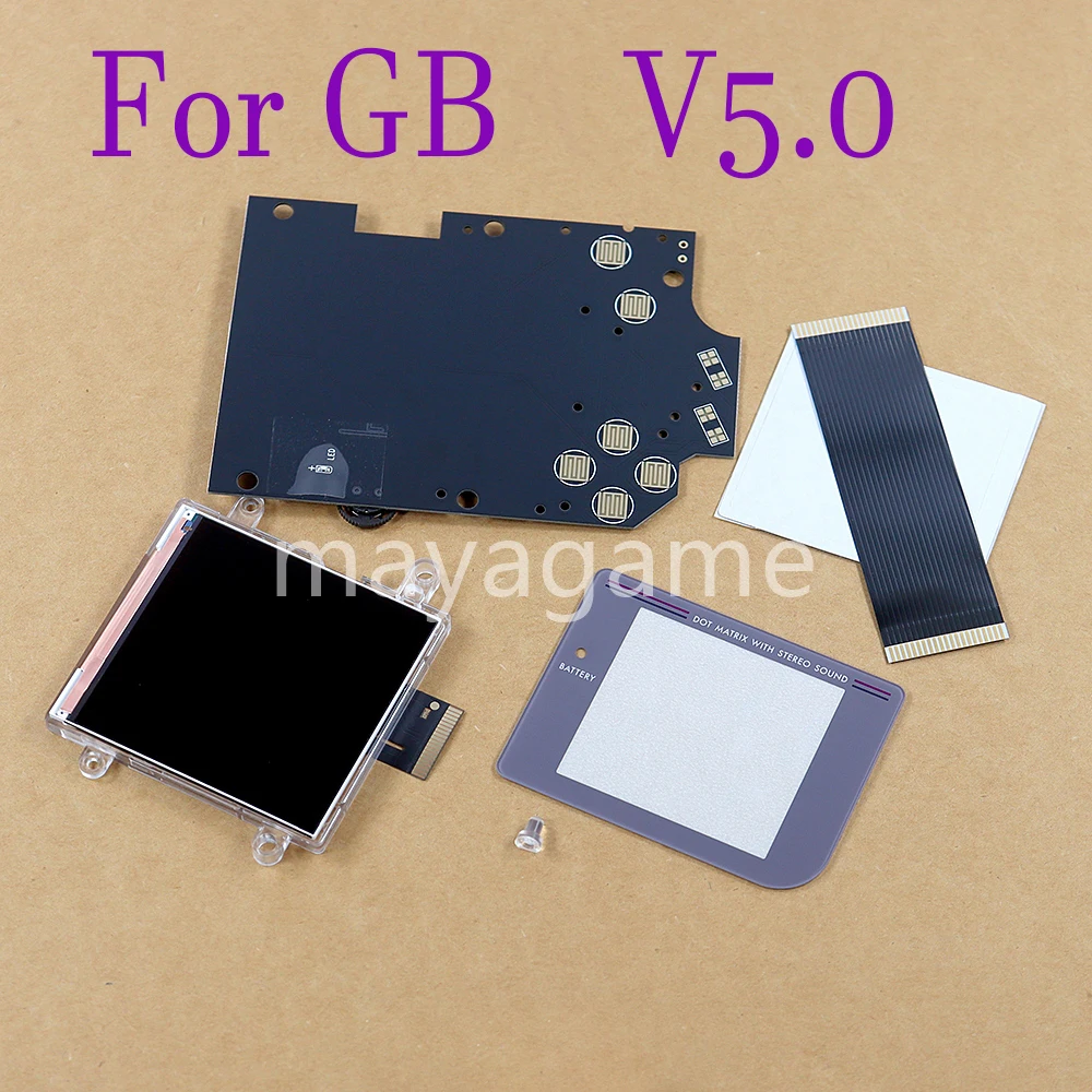 

1 комплект для GB GameBoy Highlight V5.0 IPS полноэкранные комплекты сменный 2,6-дюймовый IPS-экран с подсветкой экрана Стекло
