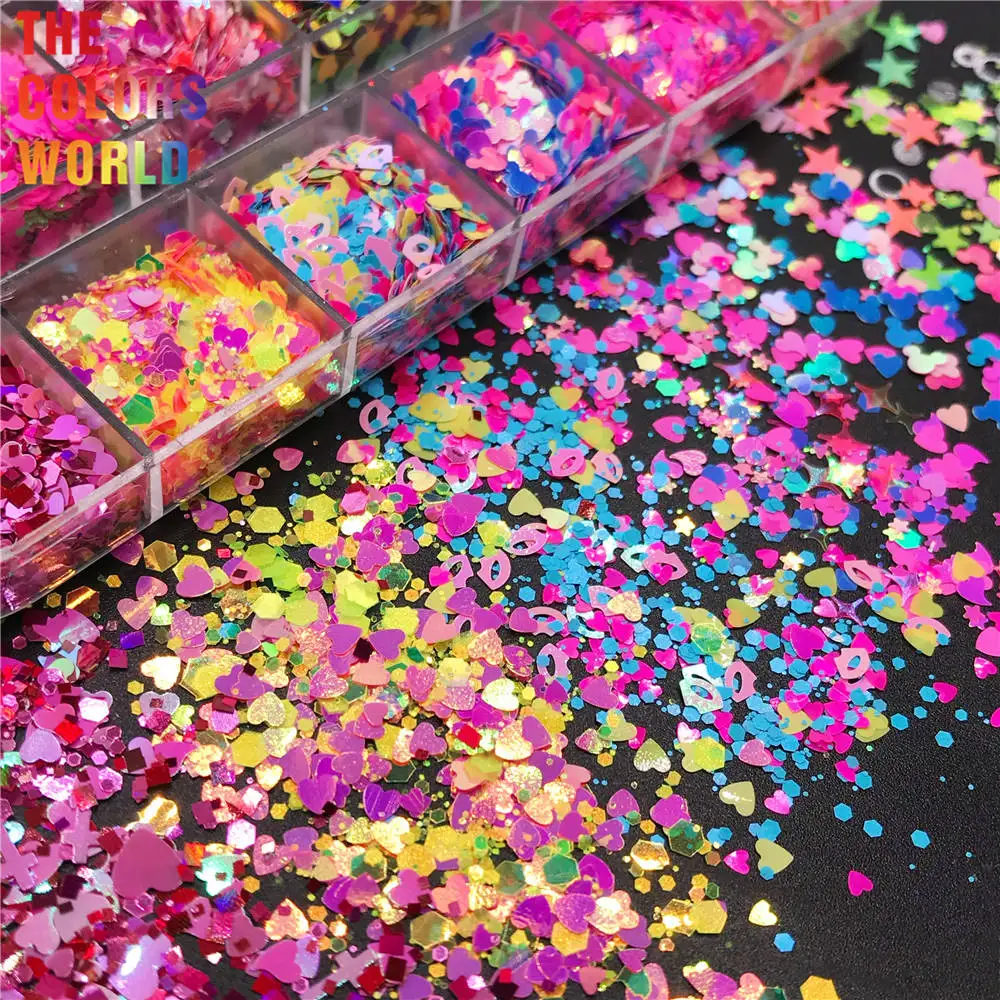 TCT-753 Valentine's Day Mixed Love Heart Nail Glitter Red Flake Sequin Powder Decorative Accessories For Professional Nail Art