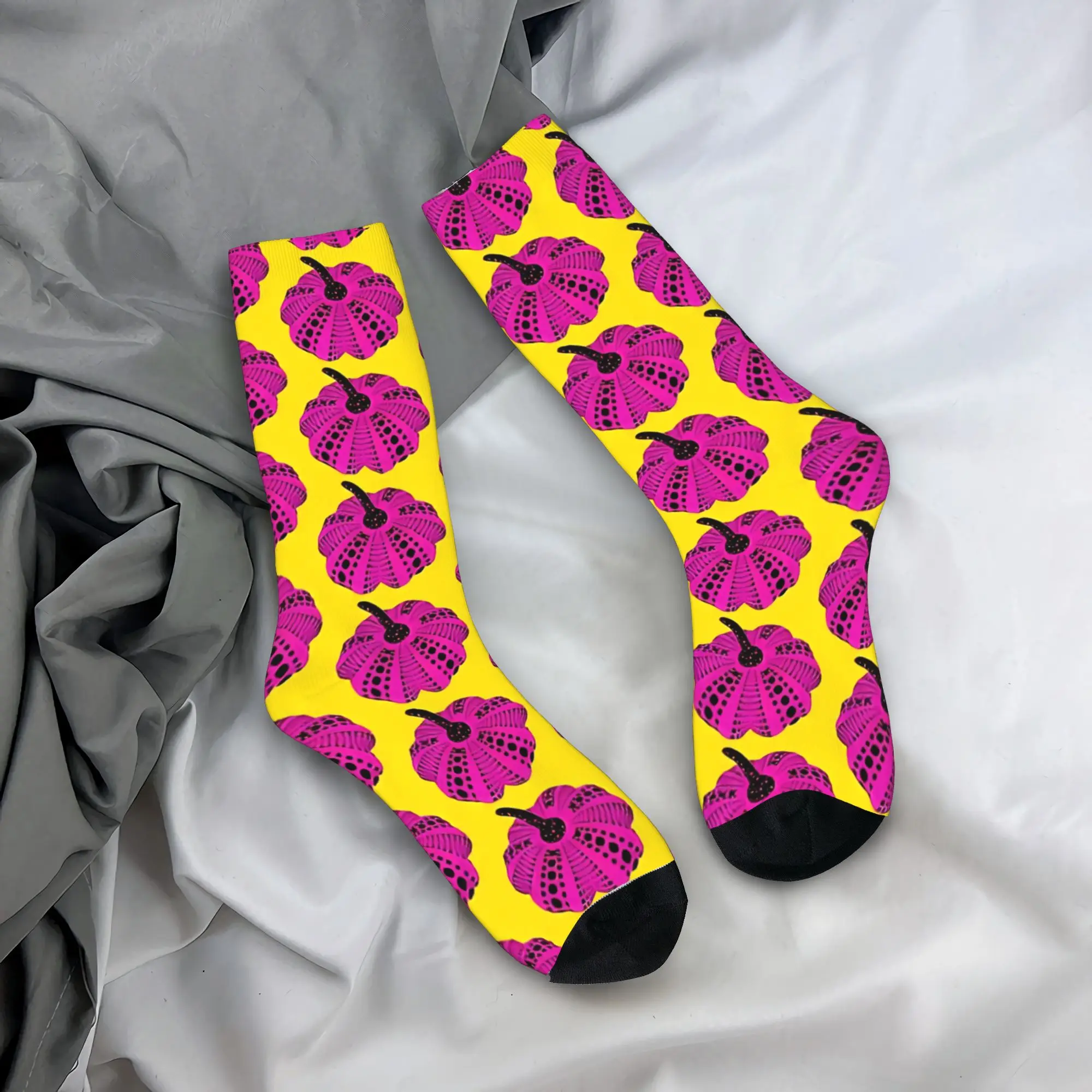 

Men Socks Polka Dot Pumpkin Yayoi Kusama Stockings Autumn Fashion Comfortable Socks Design Running Sports Non Skid Socks