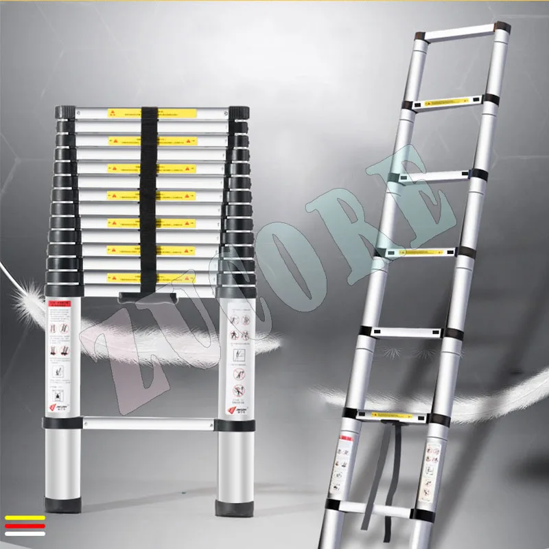 سلم تلسكوبي سميك متعدد الوظائف 2.3 م 2.7 م سلم هندسي منزلي محمول رفع خارجي
