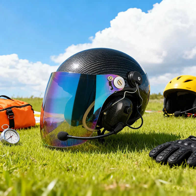 Aviation Carbon Fiber Helmet Headset for Paragliding/Paramotor/Skydive