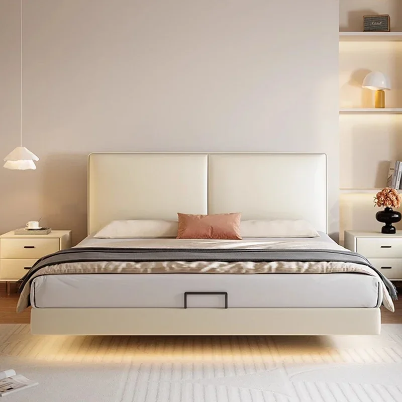 

Плавающая дизайнерская кровать принцессы, мягкая деревянная кровать размера «queen-size», детская двуспальная спальня, роскошная современная кровать, удобная модная мебель Cama