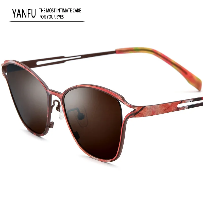 

Цветные солнцезащитные очки из чистого титана для мужчин и женщин, поляризационные персонализированные женские модные очки «кошачий глаз», мужские очки для вождения UV400, уличные 137 мм