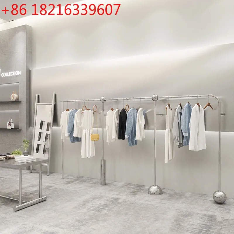 

Stainless steel display props men's and women's clothing children's clothing store shelves silver