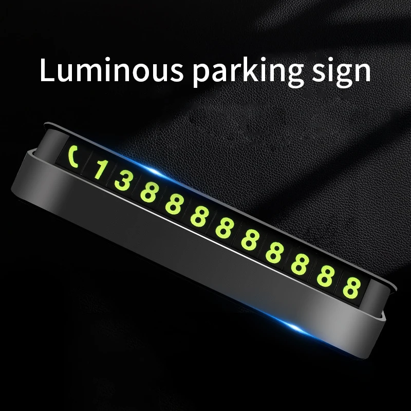 Luminous Car Phone Number Card Temporary Parking Card Plate Hidden Type Telephone Number Car Park Stop Automobile Accessories