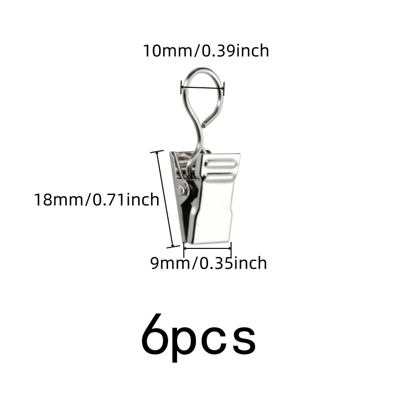 6 pcs Closed Curtain Hooks Silver Closed Loop Design, designed for Bedroom Window Drapery, Firm Non-Slip Hold