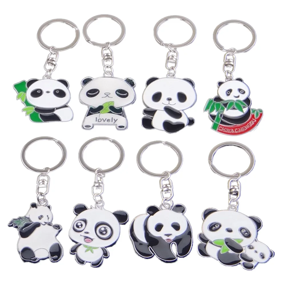

8pcs Metal Panda Keychain For Kids Design Durable Cartoon Cartoon Key Ring for Kids Key Ring Gifts Accessories
