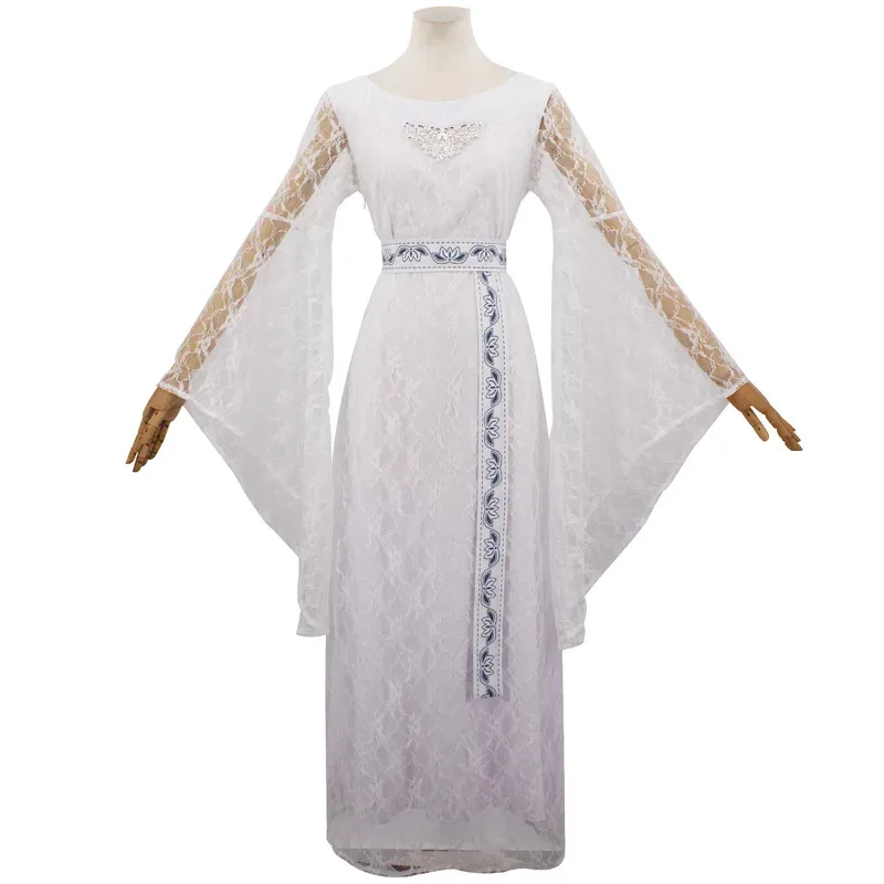 

Movie Galadriel Cosplay Costume Artanis White Dress Woman Halloween Carnival Cosplay Galadriel Customized Clothes