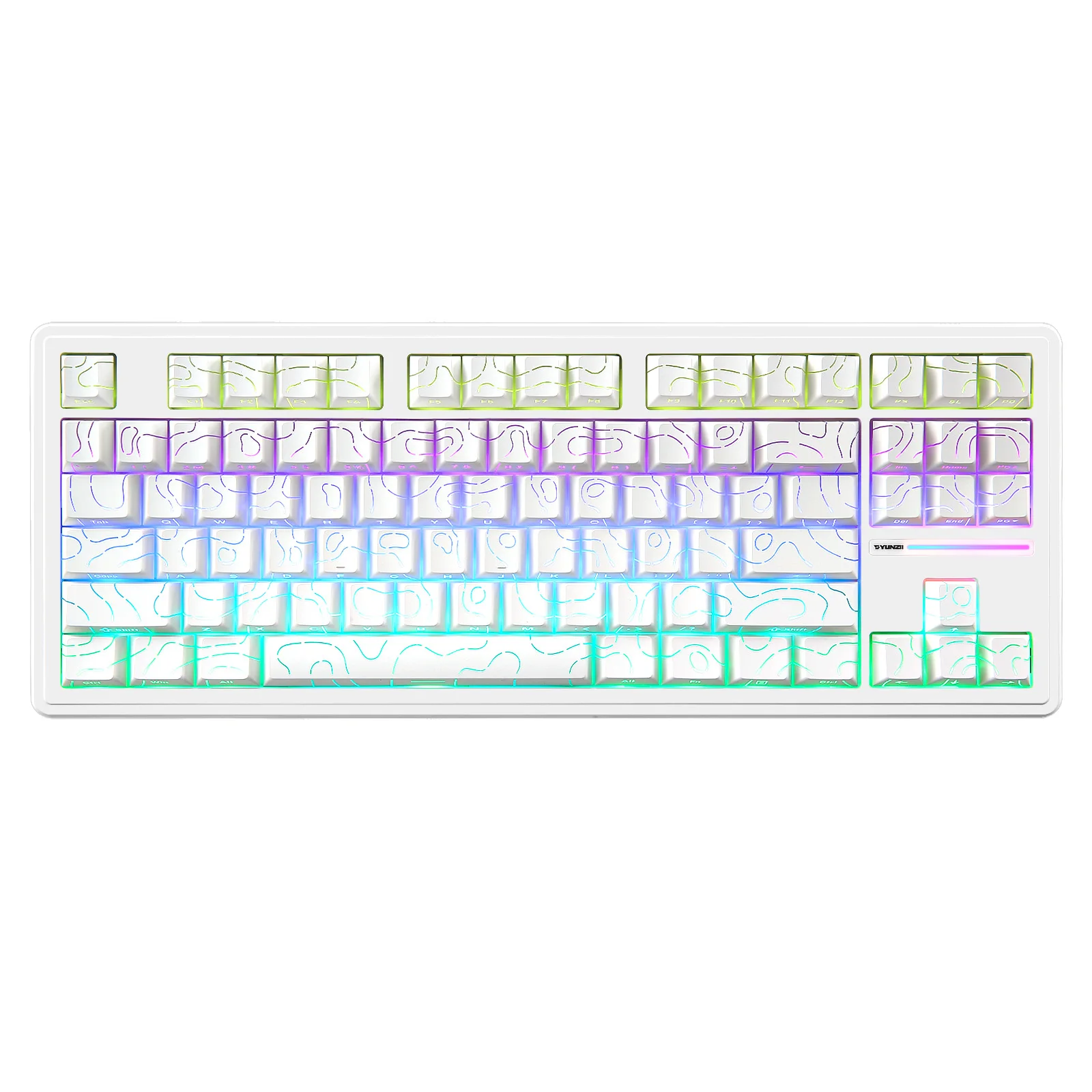 YUNZII YZ87 White Line 75% Mechanical Gaming Keyboard, TKL 87-Key Gasket Wireless Win/Mac Keyboard, Hot Swap NKRO RGB Keyboard