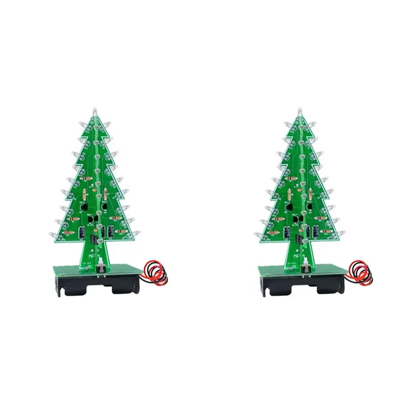 2X DIY Christmas Tree LED Kit - Flashing Lights Circuit Kit For Festive Electronic Fun Colorful