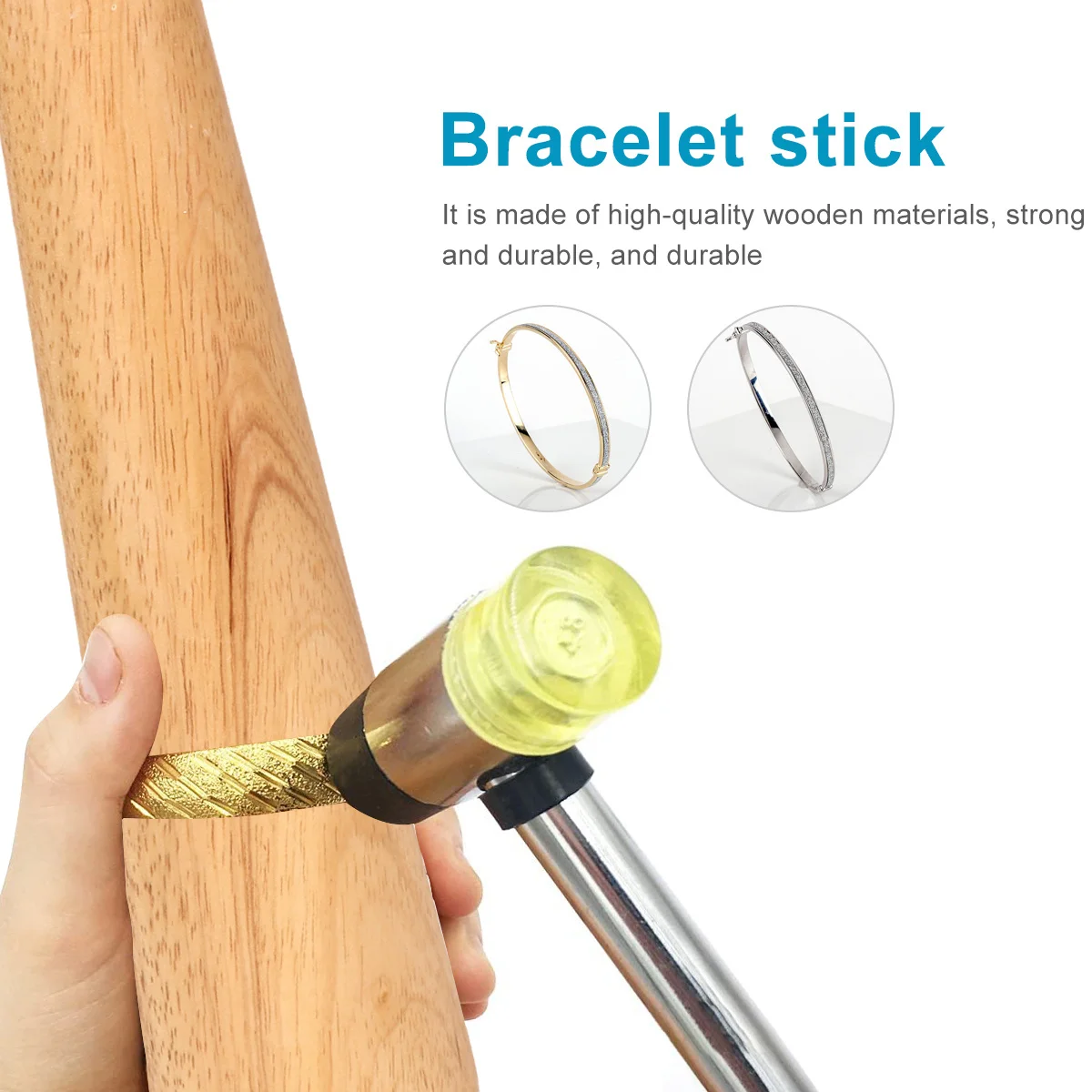 Wood Bracelet Mandrel Round Bangle Jewelry DIY Forming Repair Tool Durable Solid Wood Compact Portable Professional Use