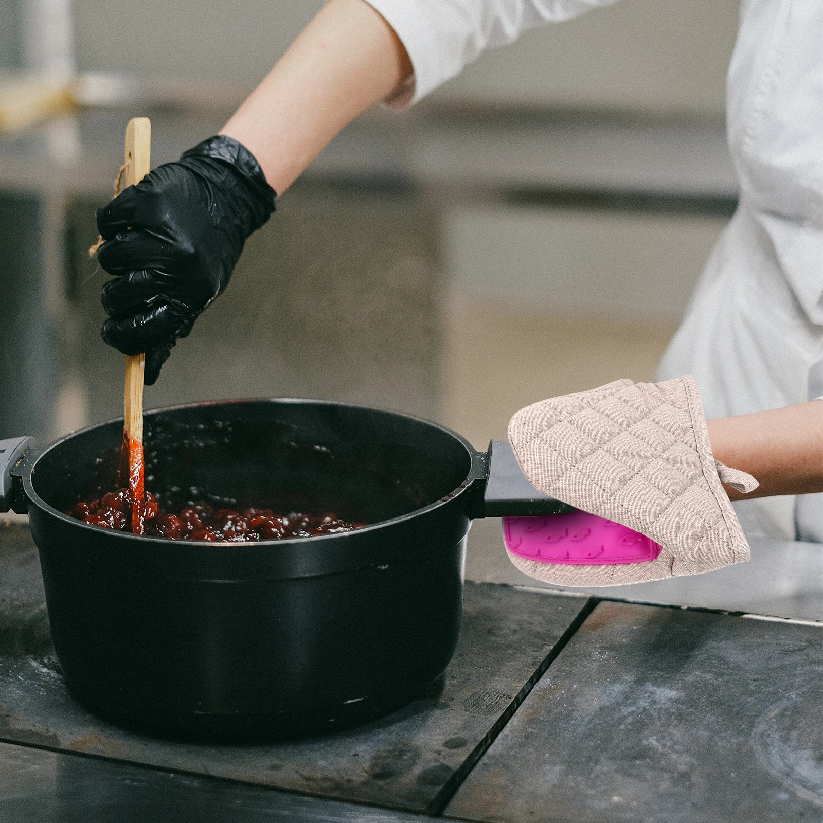

2 Pcs Insulated Gloves Pinch Mitts Microwave Silicone Anti-scald Barbecue Heat Resistant Mini Oven Cotton Hot