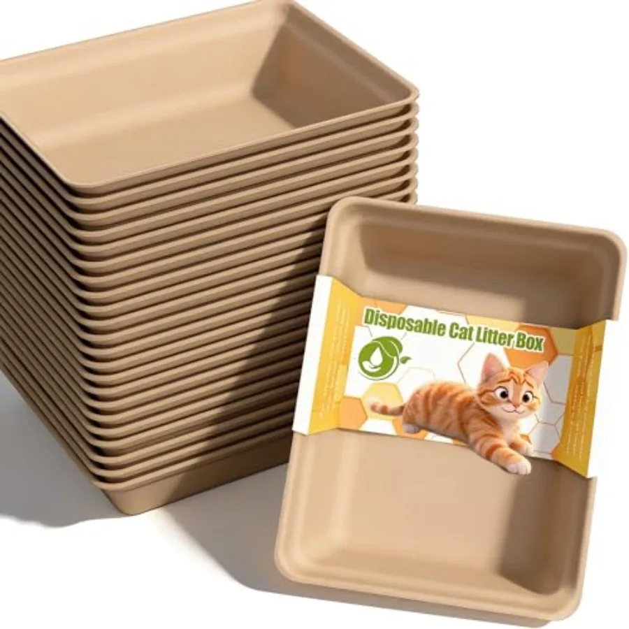 

Disposable Litter Boxes for Cats Leak-Proof: Odor Control Sustainable Kitty Tray for Travel/Indoor Use