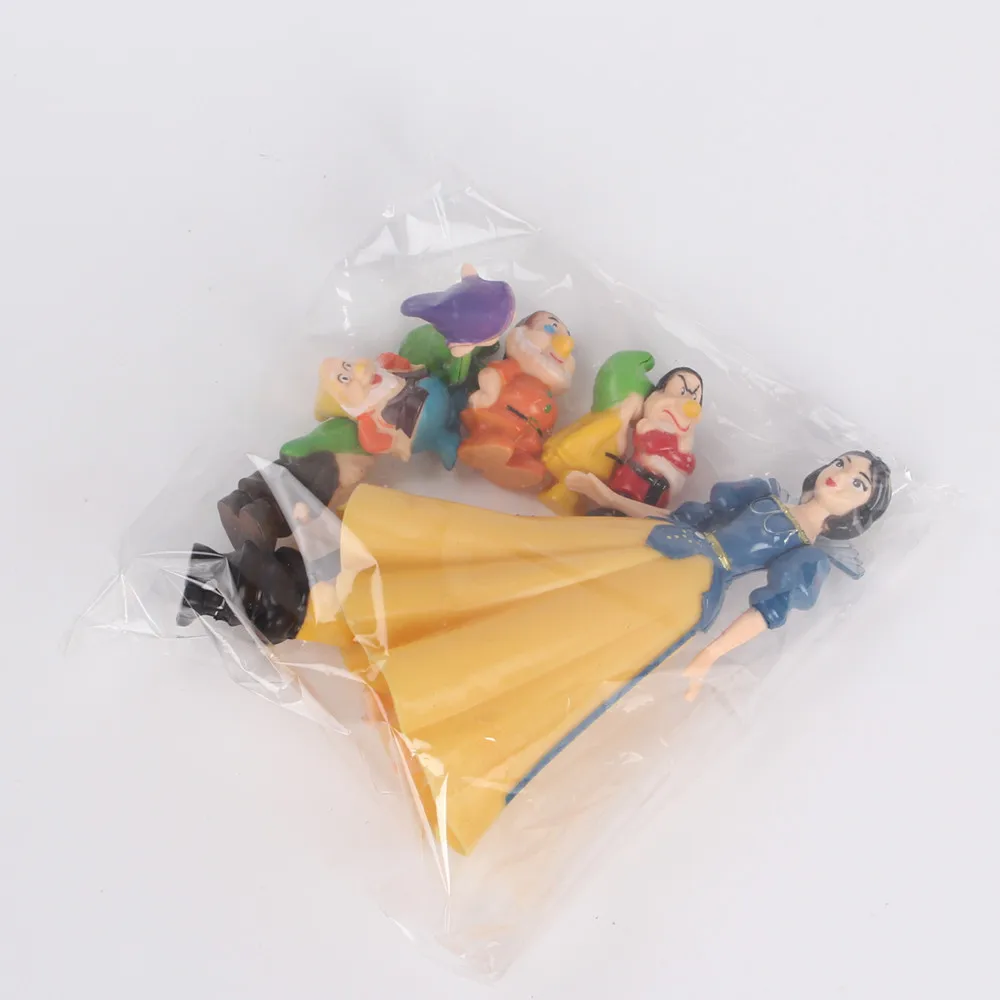 8Pcs/Lot Disney Movie Snow White And The Seven Dwarfs Ornament Action Figure Snow Princess Doll Hobby Collection Children Toys