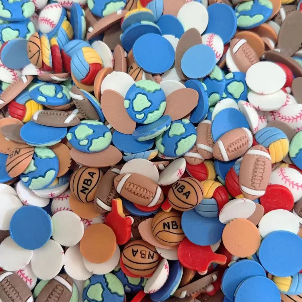 10Pcs Resin Football/Basketball/Volleyball/Softball Sport Flat Back Cabochons DIY Home Decoration Crafts Scrapbook Accessories