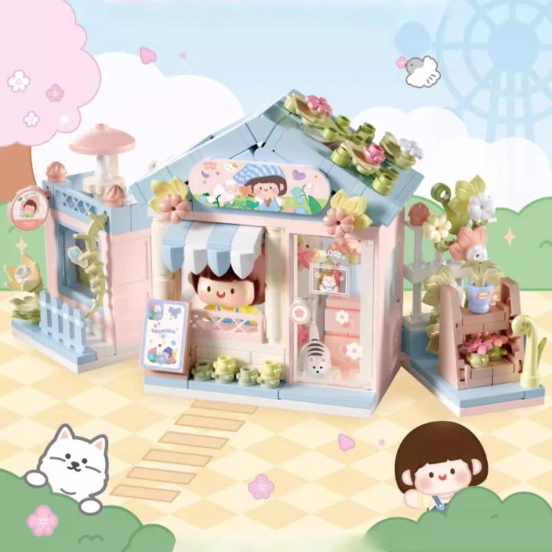 Fermi Box Bolognese Cartoon scena uliczna zabawka budowlana Model dekoracja prezent urodzinowy dla niej Puzzle DIY klocki