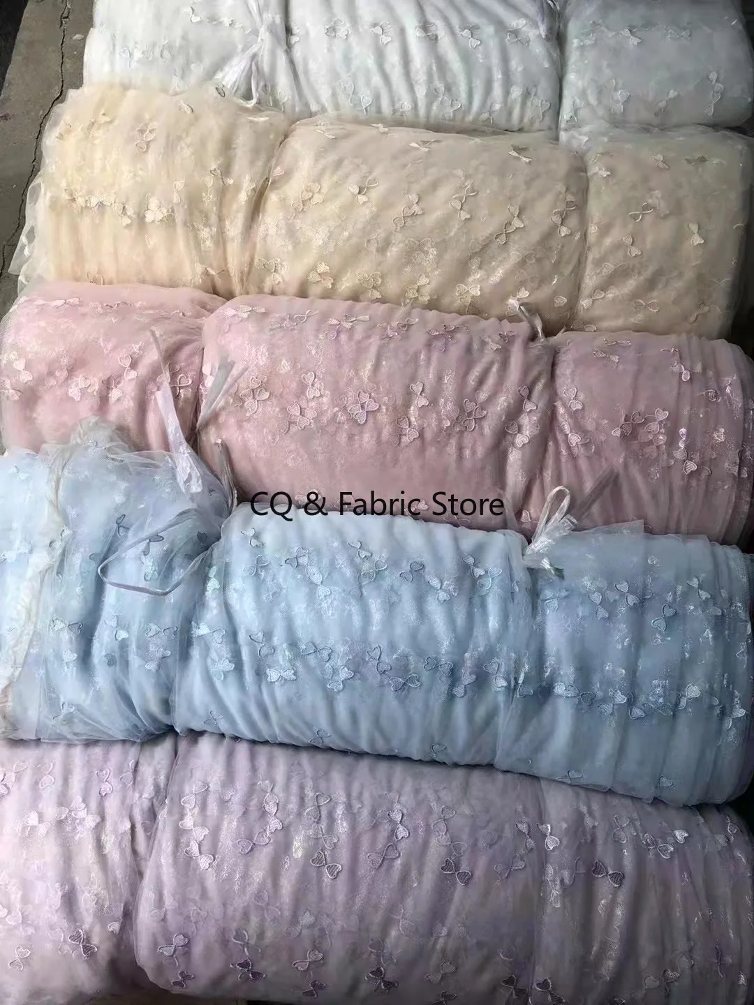 新しいカラフルな蝶結びメッシュ刺繍レース生地 DIY カーテンドレス子供服クリスマスドレスデザイナー生地