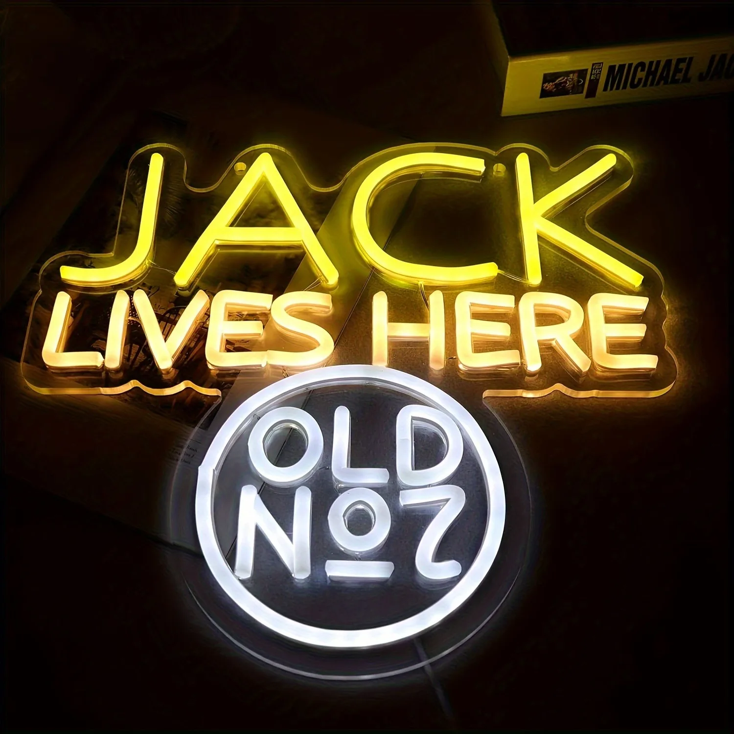 

Jack Live Here LED Neon Signage Wall Art USB Powered Dimmable Switch Control for Home Bar Party Living Room Background Decor