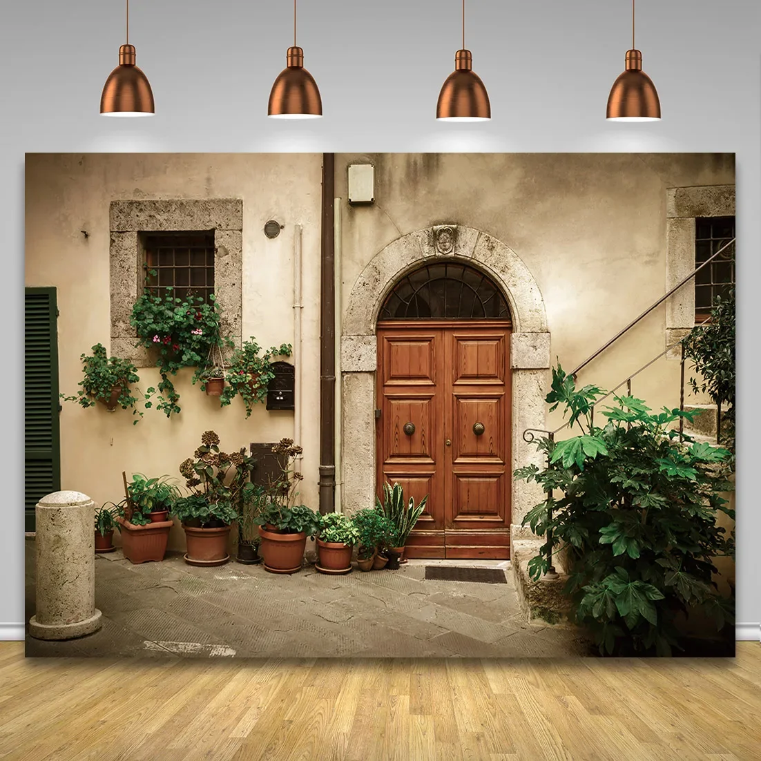 Tuscan Front Door Street Vinyl Photography Background Props Classical Wooden Door Photography Studio Shooting Background Props