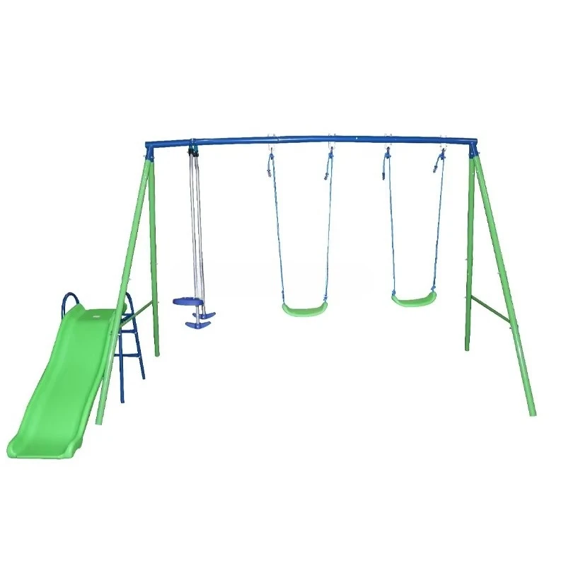 

Swing and Slide Set Outdoor Kids Game Backyard Slide and Swing Set