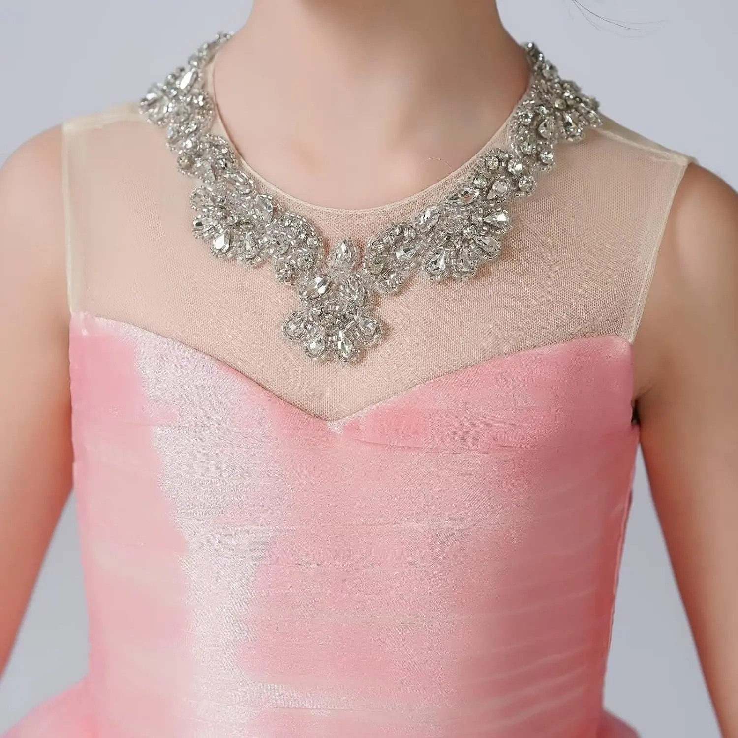 Mode sirène brillant soie scintillante Tulle Sweatheart fleur fille robe sans manches robe de demoiselle d'honneur filles robe