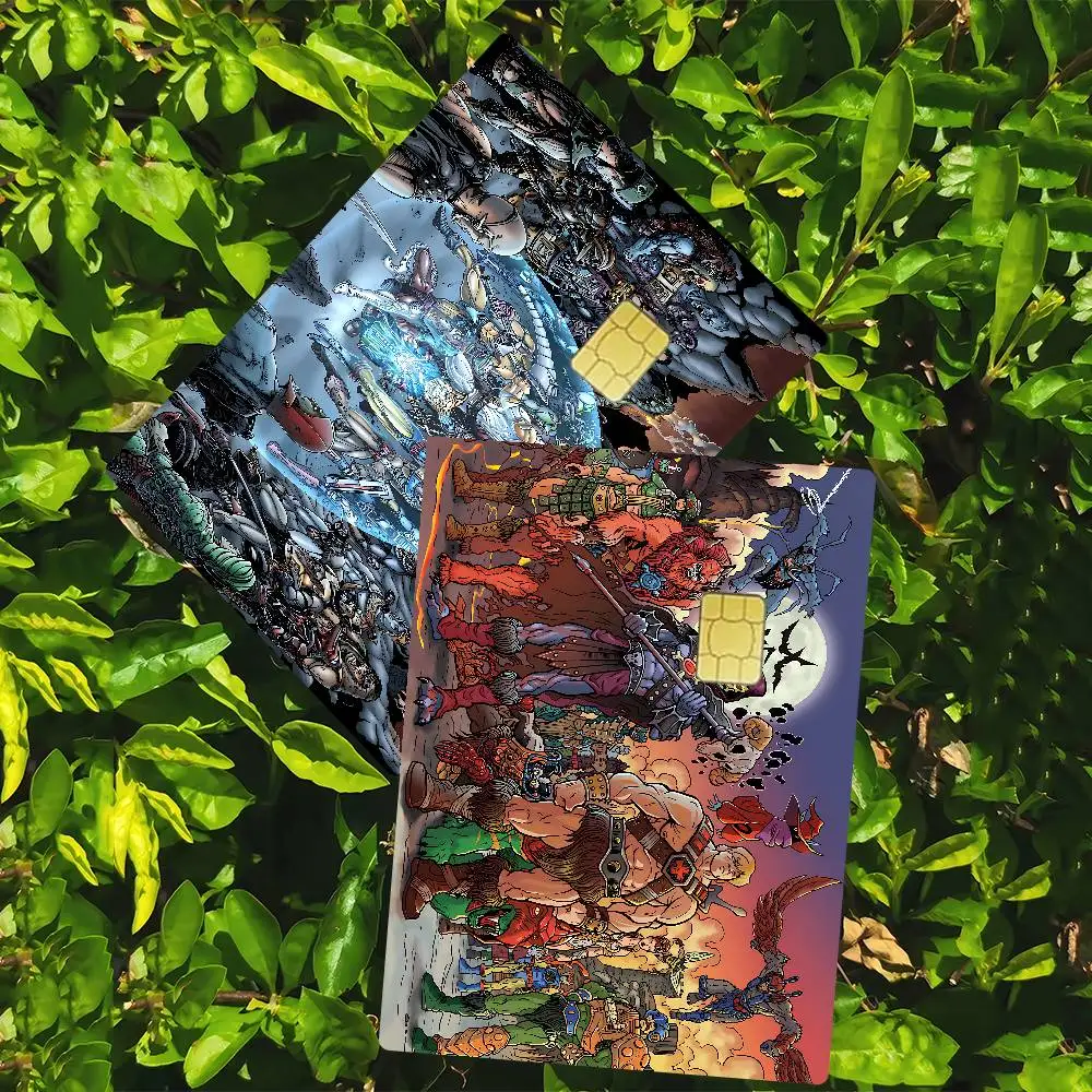 He Man Masters Of Universe-pegatina de póker, cinta de película de piel para tarjeta de crédito, tarjeta de débito, pegatinas impermeables de dibujos animados, Chip pequeño