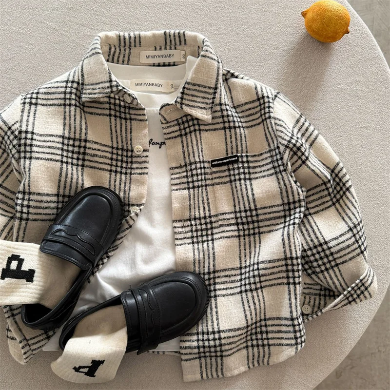 Children's Shirts 2026 Spring New Arrivals Boys' and Girls' Plaid Shirts Baby Versatile Shirts and Jackets