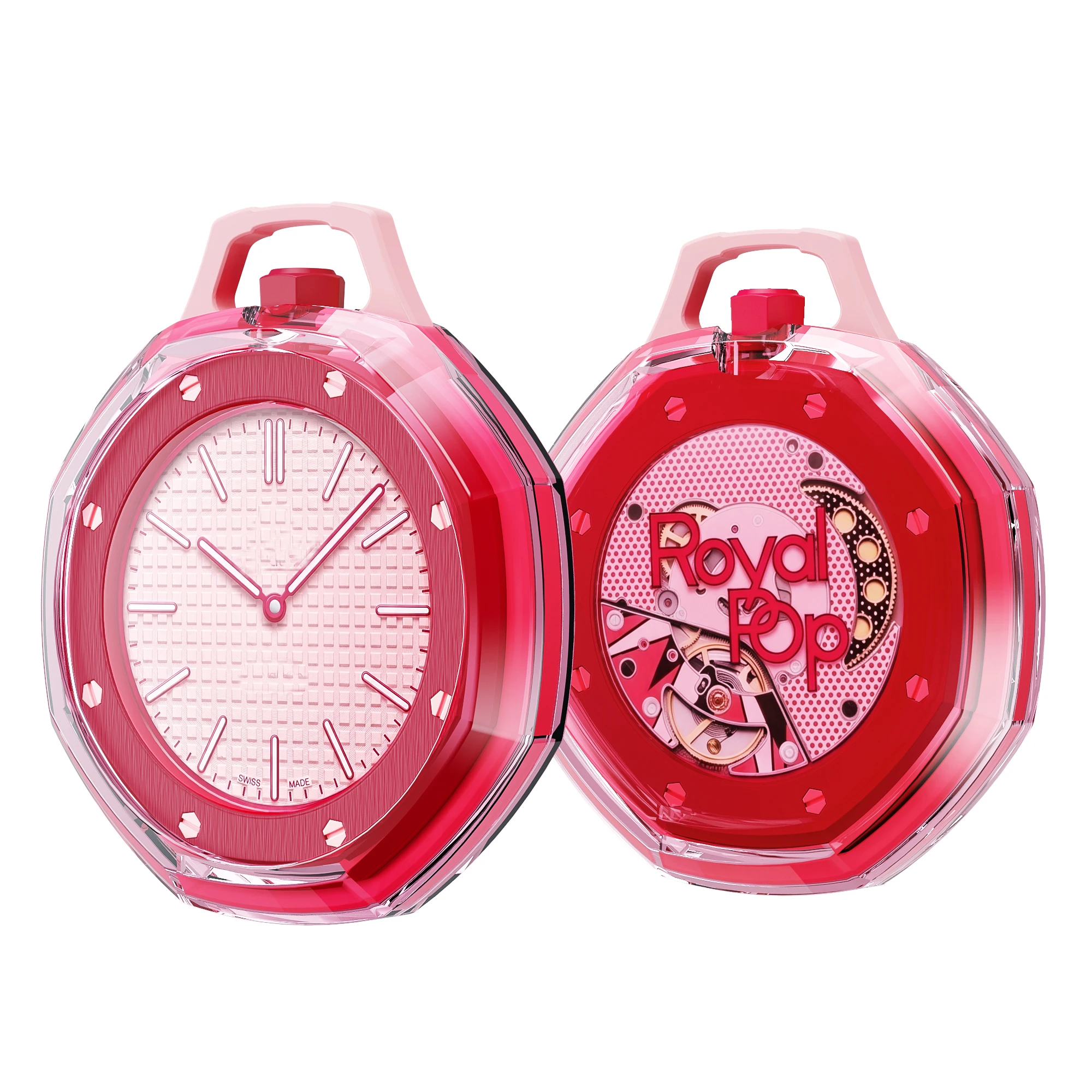 For Swatch x AP Royal Pop Pocket Watch Protective Case, Crystal Clear/Colorful Soft TPU Cover, Anti-Scratch Shockproof Shell