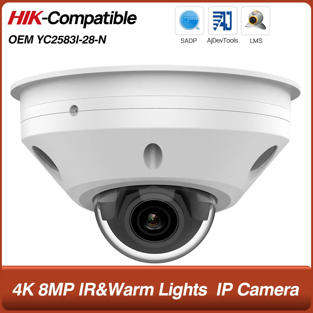 4K 8MP POE IR&Warm Lights fisheye IP Camera MD2.0 with MIC Home video surveillance Security Camera IP67 Hikvision Compatible
