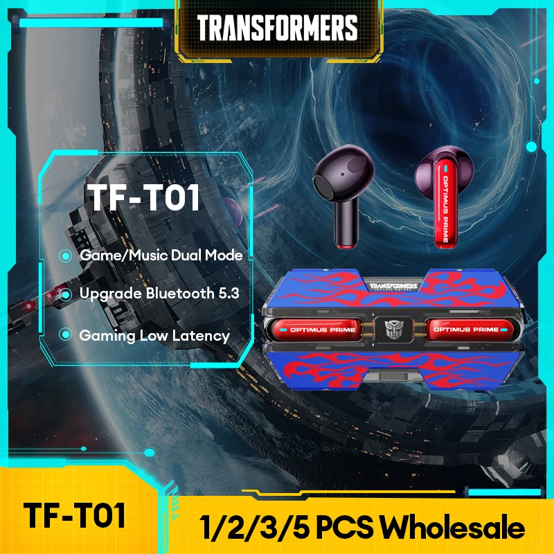 TRANSFORMERS TF-T01 1/2/3/5 PCS Wholesale Wireless Bluetooth Gaming Earphones Noise Reduction Headphones Sport Earbuds Choice