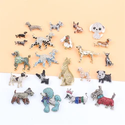 Vintage Luxury Rhinestone Puppy Brooch Dame Dog Animal Pin Elegant Ladies Clothing Accessories