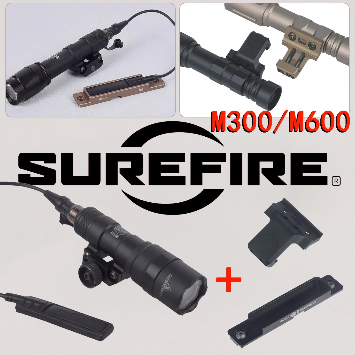 Tactical Surefire M300 M600 Flashlight SF M300A M600C M-LK Key-mod Mount Light Fit 20mm Picatinny Rail Airsoft Hunting LED Lamp