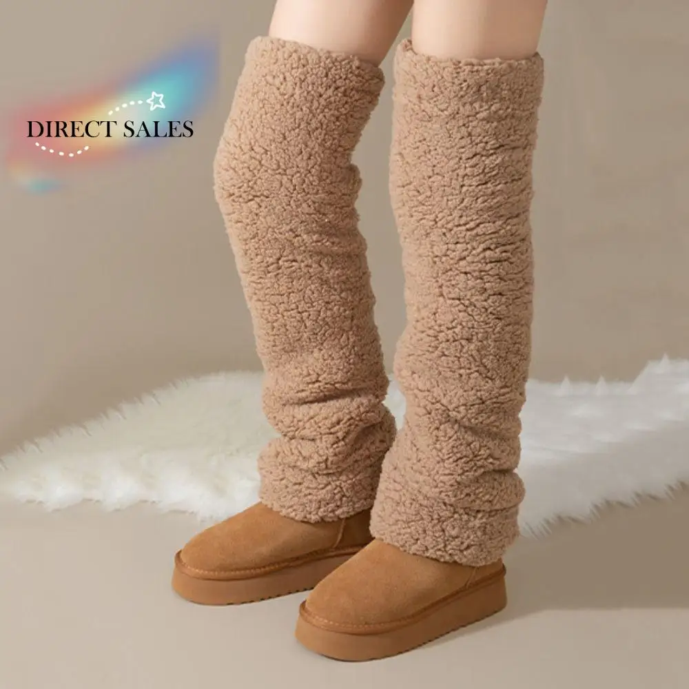 

Cute Thicken Warm Winter Foot Cover Simple Hosiery Floor Stockings Long Tube Sock Leg Warmers Coral Fleece Stockings Girl