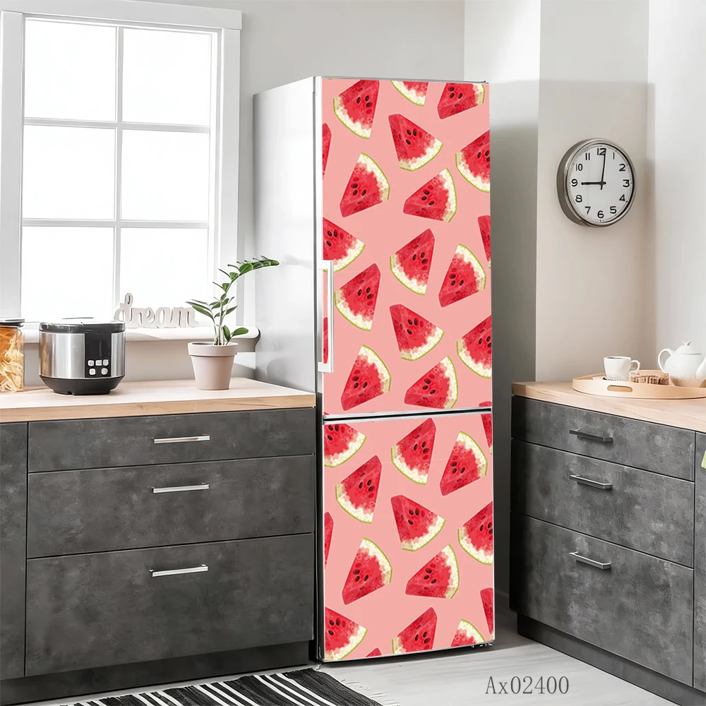Tropical Fruit Refrigerator Stickers Waterproof Self Adhesive Full Door Wrap Wallpaper Customize Home Wardrobe Fridge Wrap Decor