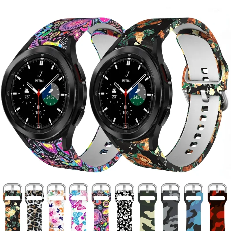 

Silicone Strap for Samsung Galaxy Watch 7/6/5 44mm 40mm 5 Pro 45mm Printed Bracelet for Watch 4 6 Classic 42 46mm 43mm 47mm Band