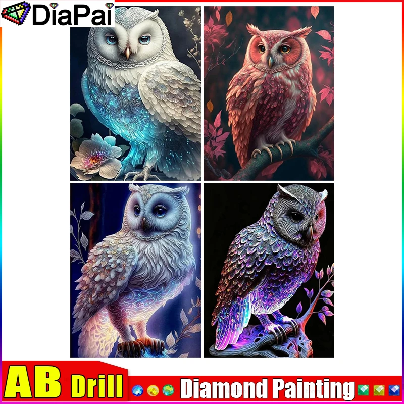 Алмазная 5D Вышивка DIAPAI AB, набор для рукоделия «Сова яндснакид», алмазная живопись «сделай сам», вышивка крестиком, украшение для дома, подарок