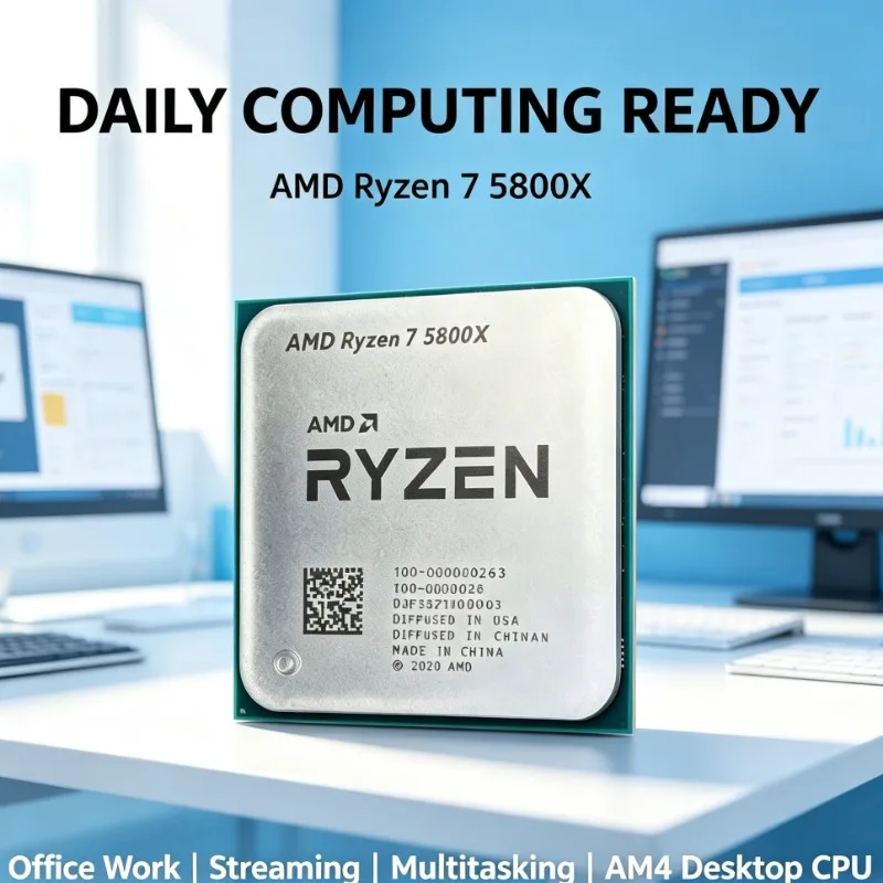 AMD Ryzen 7 5800X AM4 Desktop Processor 8‑Core 16‑Thread 3.8GHz Base Frequency 4.7GHz Boost 32MB L3 DDR4 Without Cooler