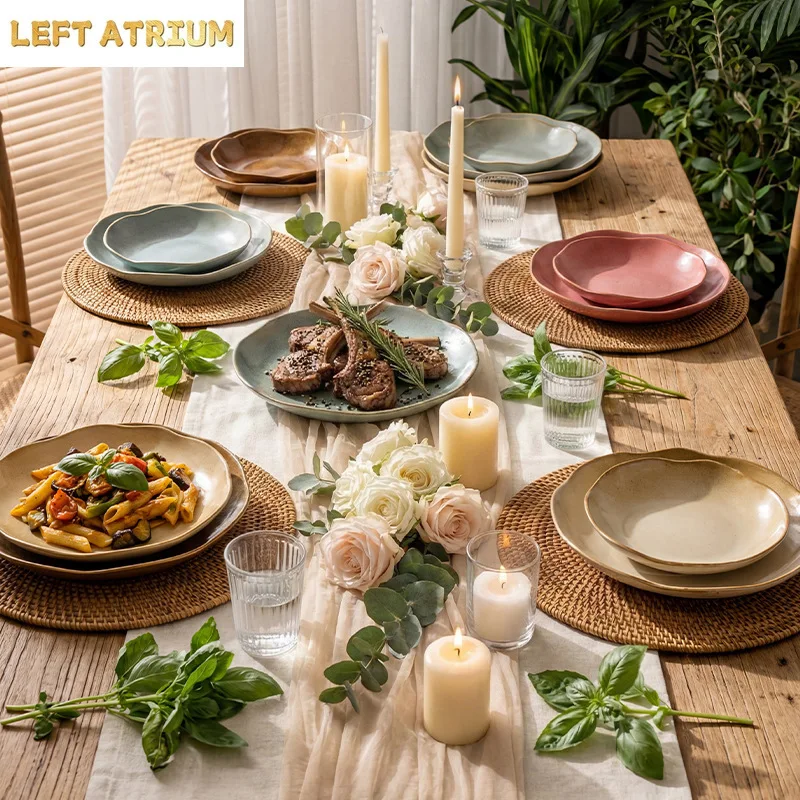 Irregular Kiln Changes Ceramic Plate Vintage Salad Plate Pasta Dish Sashimi Plate Serving Plates Molecular Cuisine Tableware