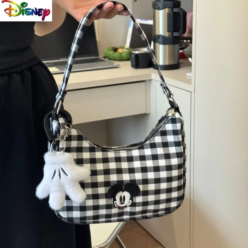 

Disney Fashion High Quality Cartoon Mickey plaid Versatile Handbag, Women's Versatile Large Capacity Shoulder Bag