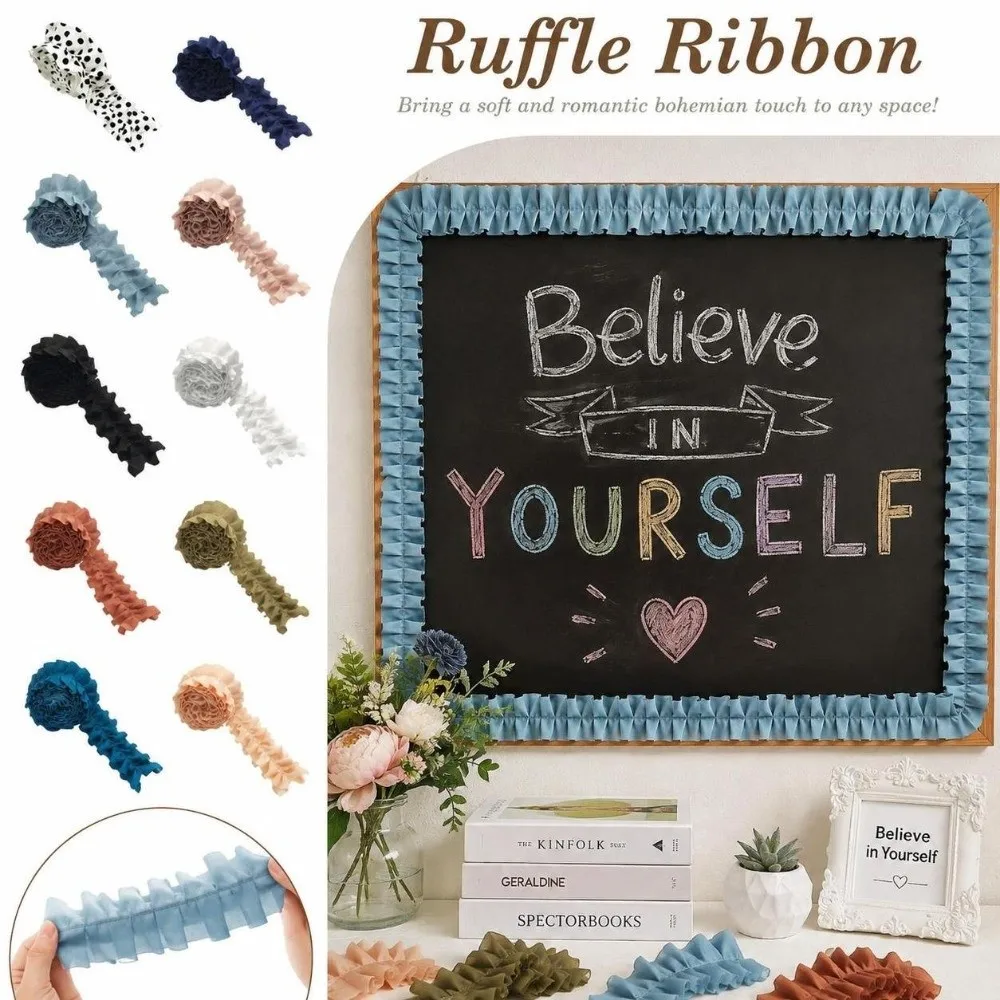 Flexible Crinkled Ribbon Lightweight Crinkled Texture Ruffled Streamer Ruffled Structure Polyester Decorative Ribbon